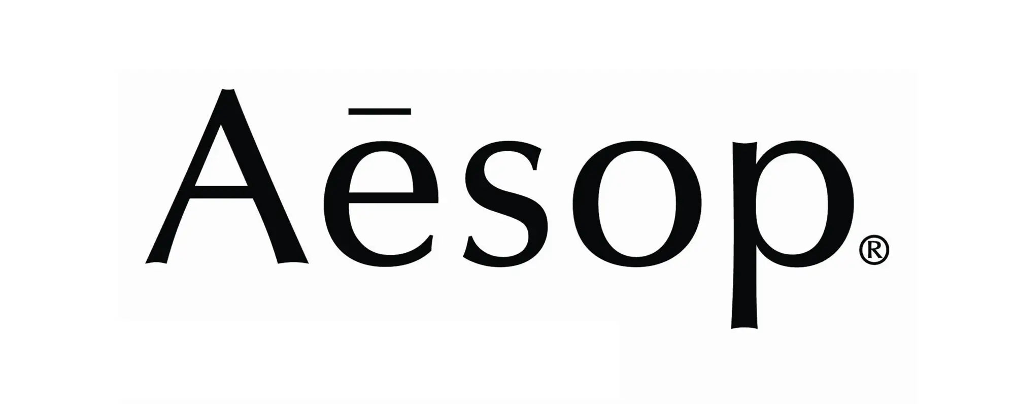 Black serif logo for aesop on a product label in a collection titled aesop