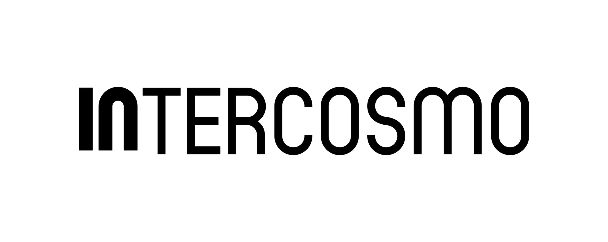 Black intercosmo logo in bold modern sans-serif font from the intercosmo collection on a white background