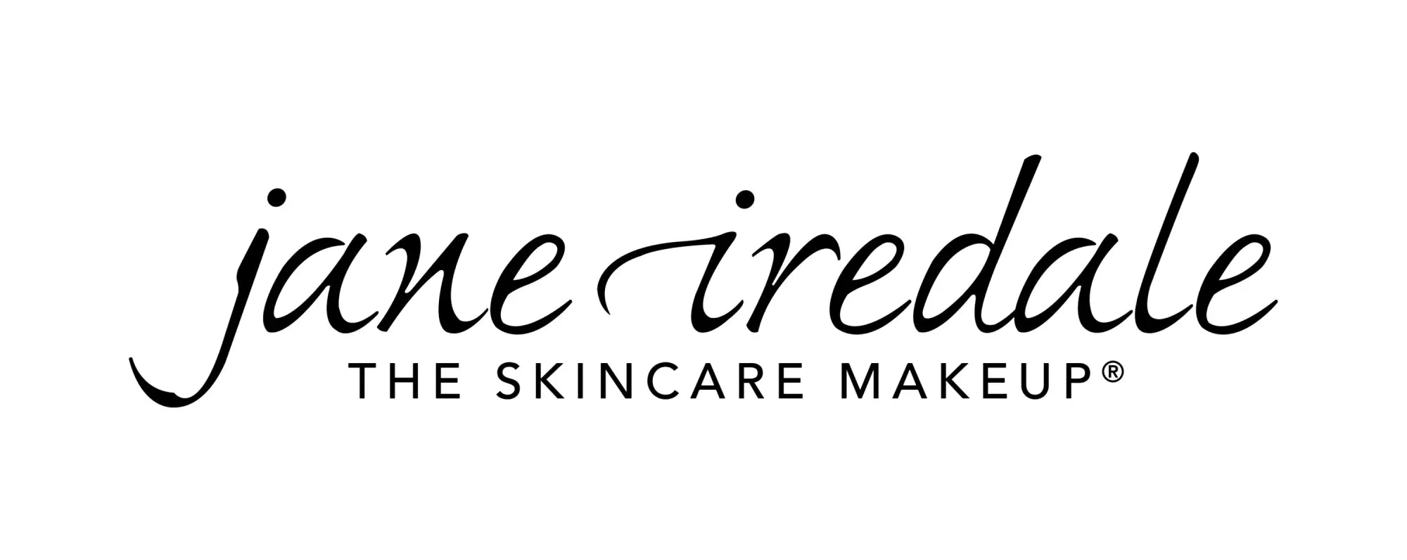 Jane iredale logo in elegant black cursive script with the tagline the skincare makeup beneath it in jane iredale collection.