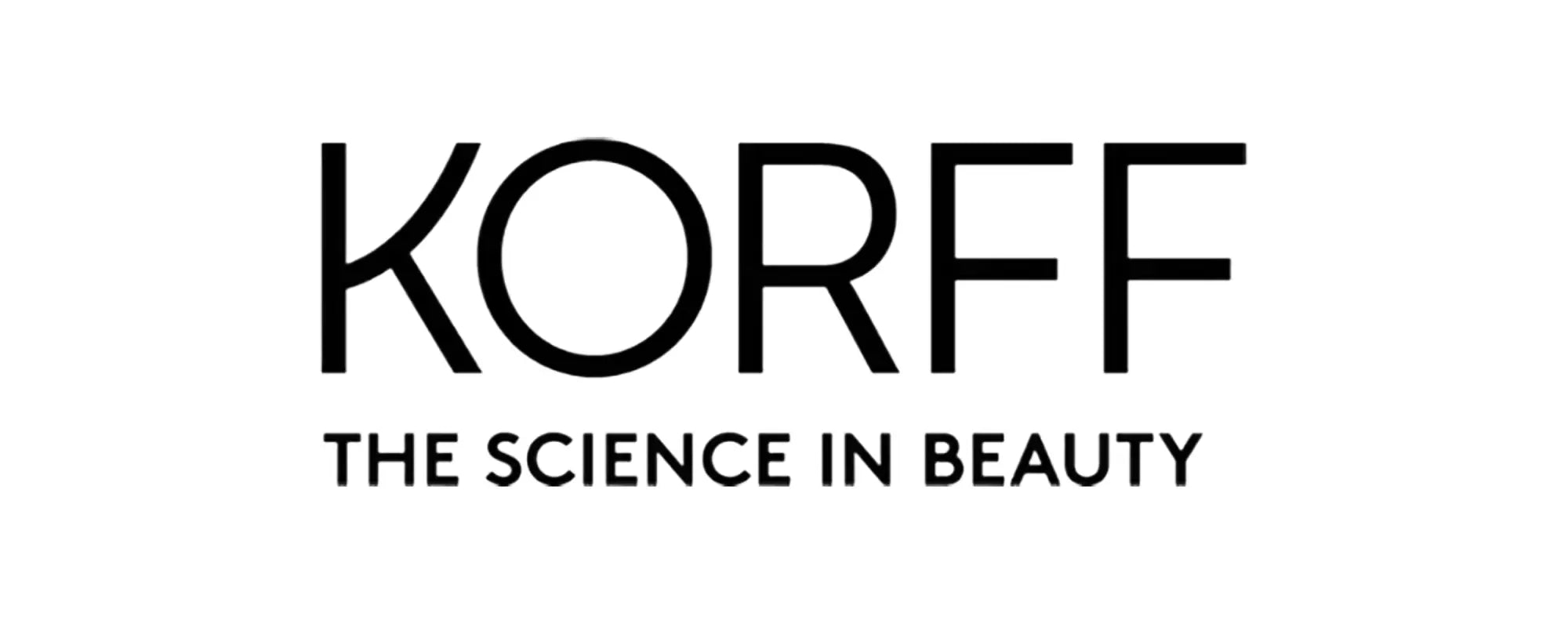 Black korff logo with the tagline the science in beauty beneath it in the korff collection