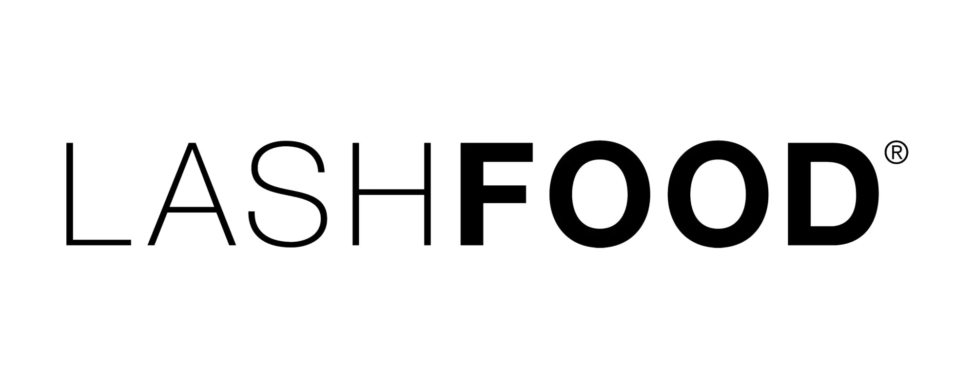 Black lashfood logo with registered trademark symbol in a lashfood collection branding image