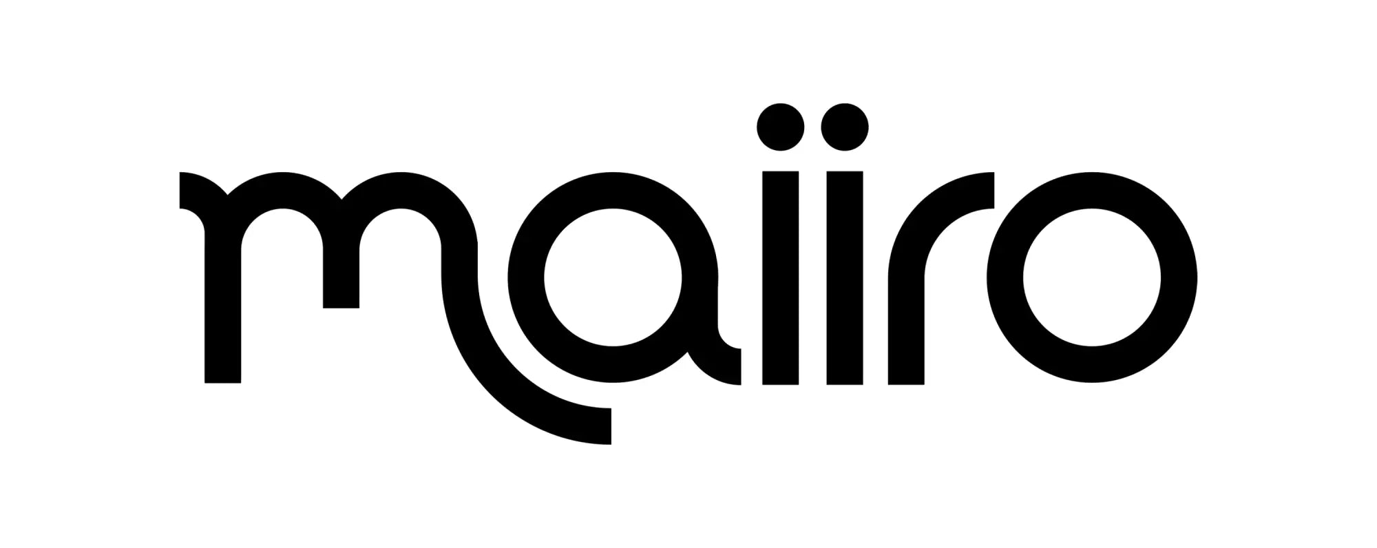 Black maiiro logo in sleek modern sans serif font featured in the Maiiro collection branding design.