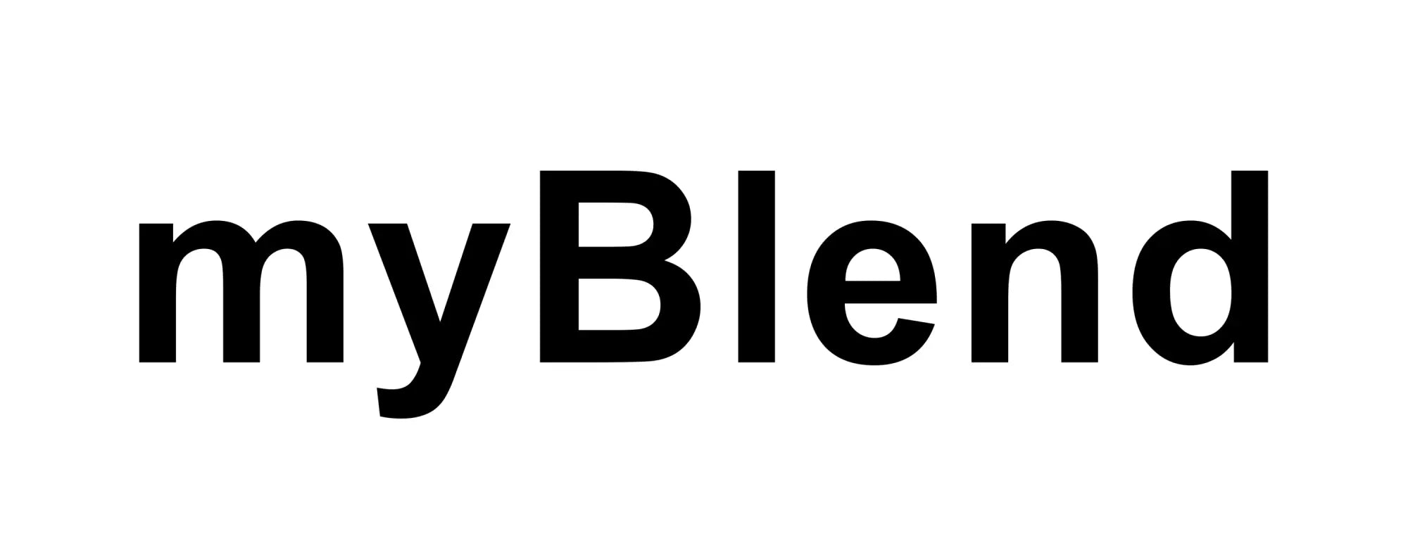 Black myblend logo text on white background in myBlend collection branding design.