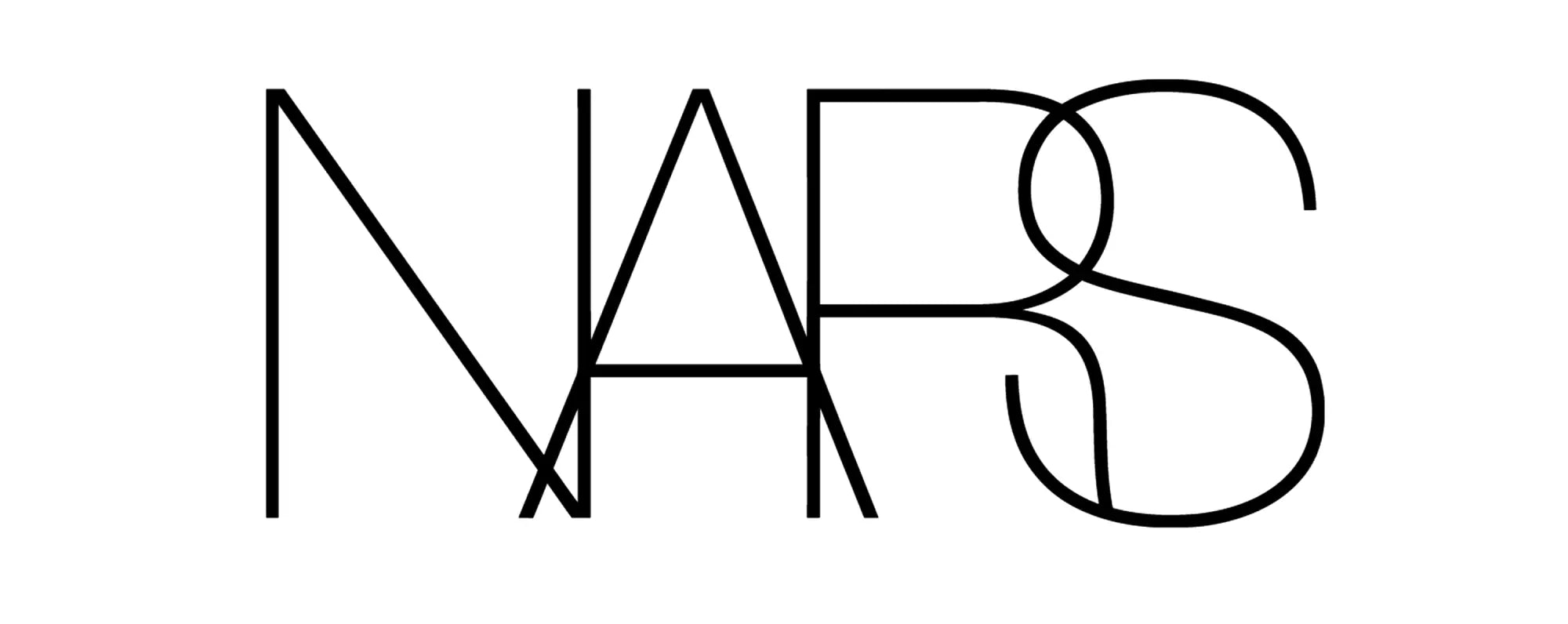 Nars logo in bold black outlined lettering featured in a collection titled nars
