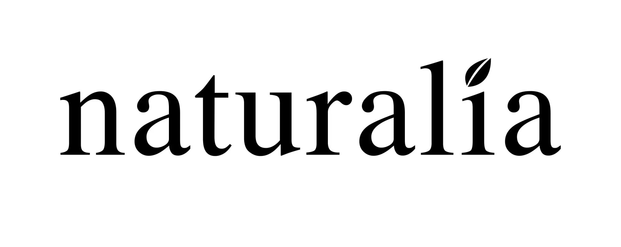 Black Naturalia logo featuring a small leaf accent above the letter i in the Naturalia collection branding.