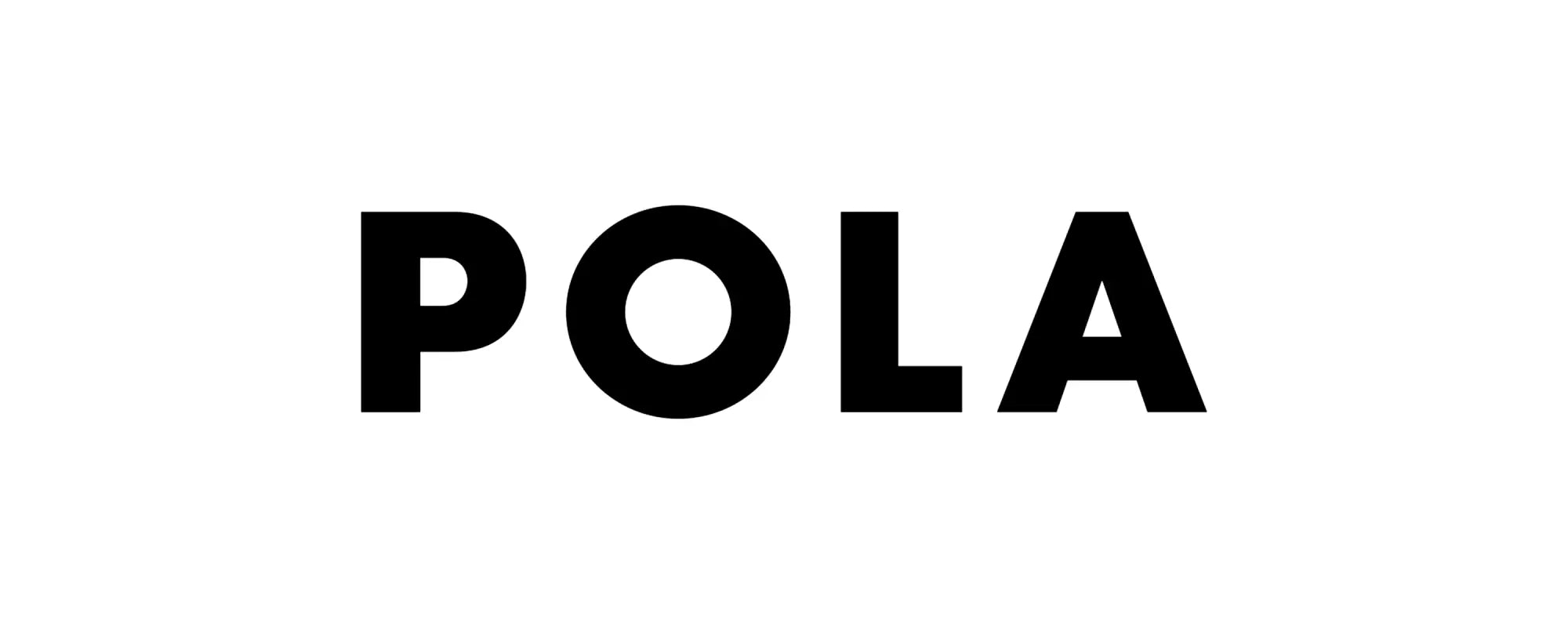 Black pola logo in bold sans-serif font displayed in the branding collection titled pola