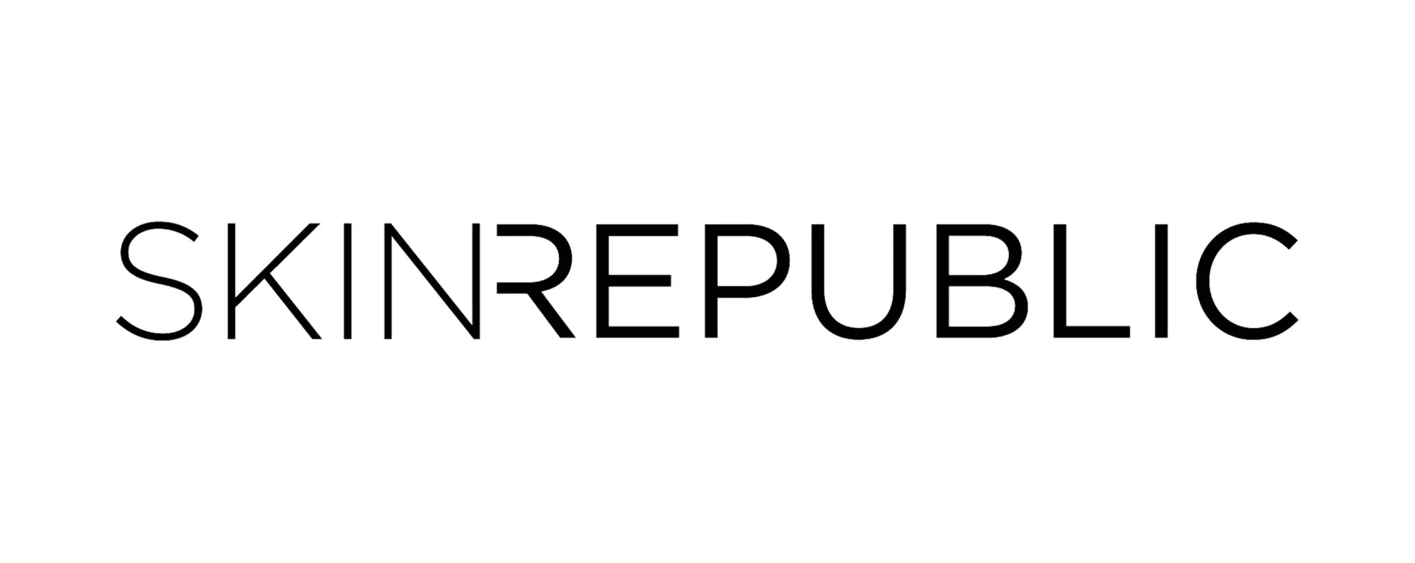 Skin republic logo in bold black sans-serif font on a clean white background in the skin republic collection.