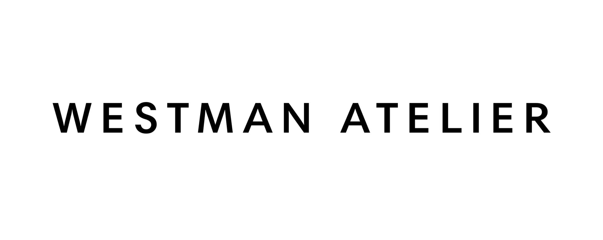 Black westman atelier logo text in a clean modern sans-serif font for luxury makeup and skincare brand collection