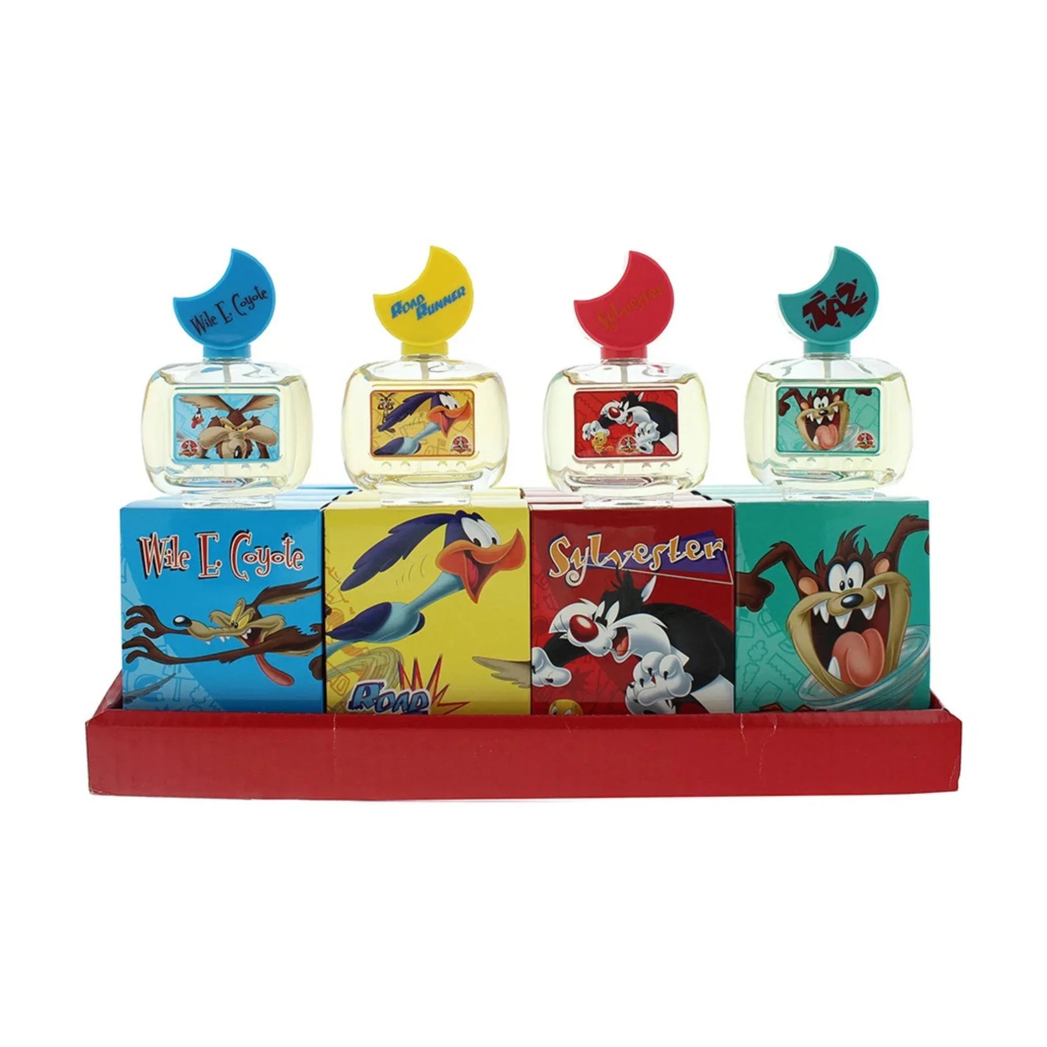 First American Brands Looney Tunes kids' Eau de Toilette gift set with 20-piece display stand and colorful packaging.